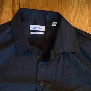 Calvin Klein Black Patterned French Cuff Dress Shirt - 15 1/2